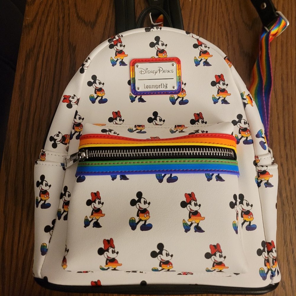 Mickey and Minnie Mouse Mini Loungefly Backpack Rainbow Disney Parks Exclusive